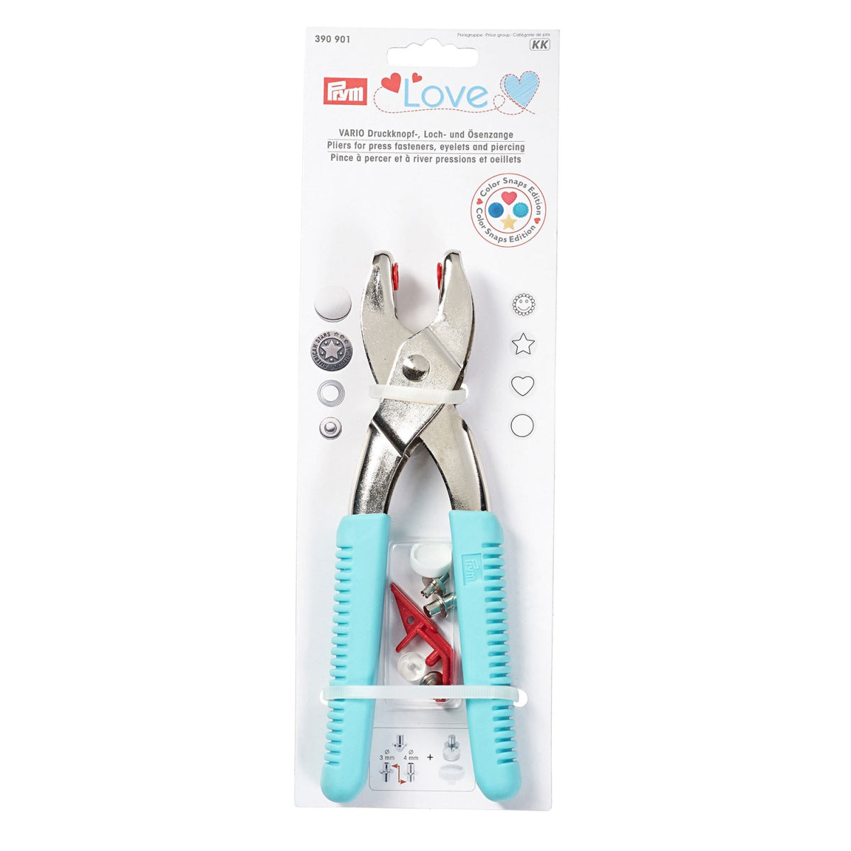 Alicate para botões de pressão 3-4mm Prym Love azul
